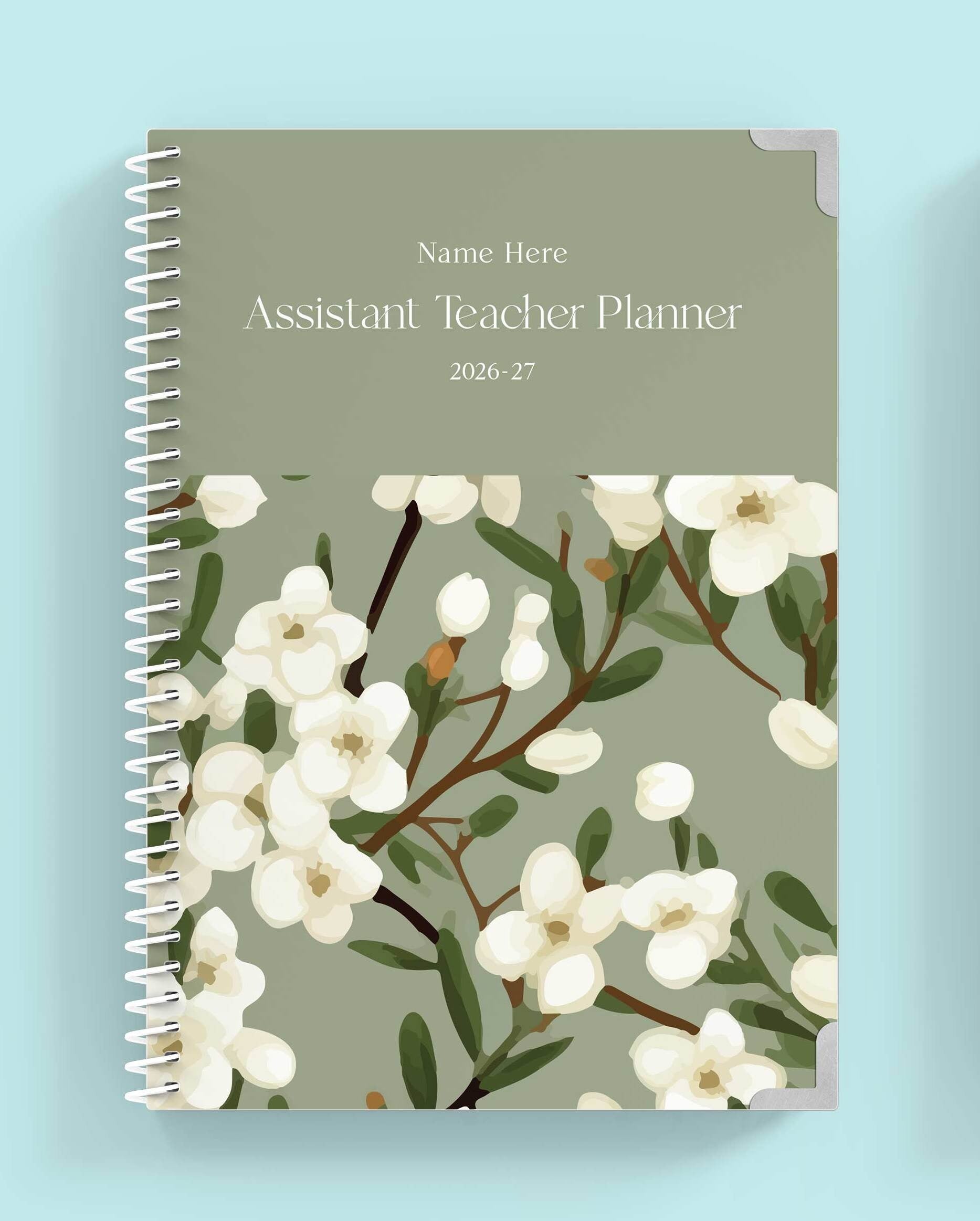 Emerald Blossom Spiral Assistant Teacher Planner