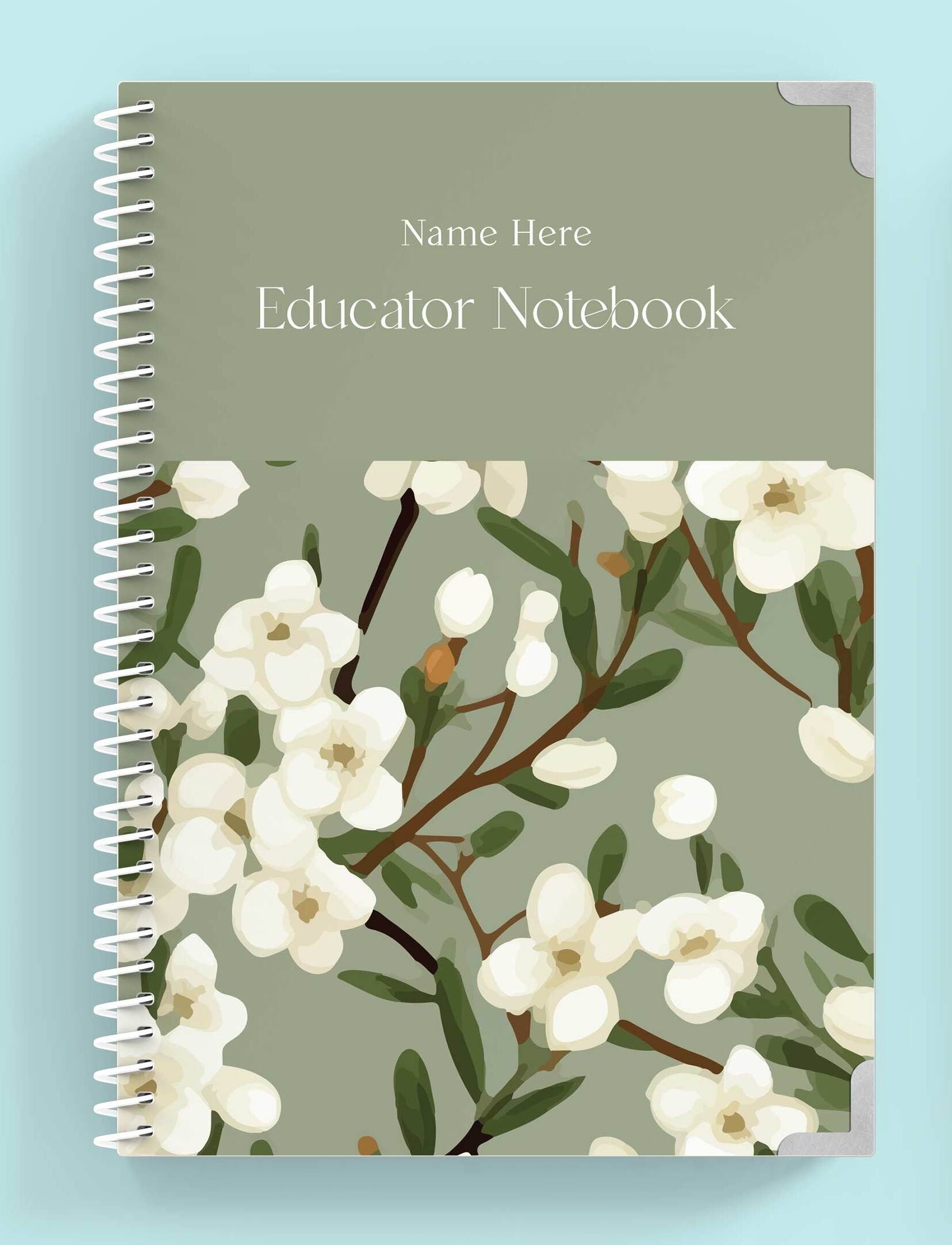 Emerald Blossom Spiral Educator Notebook