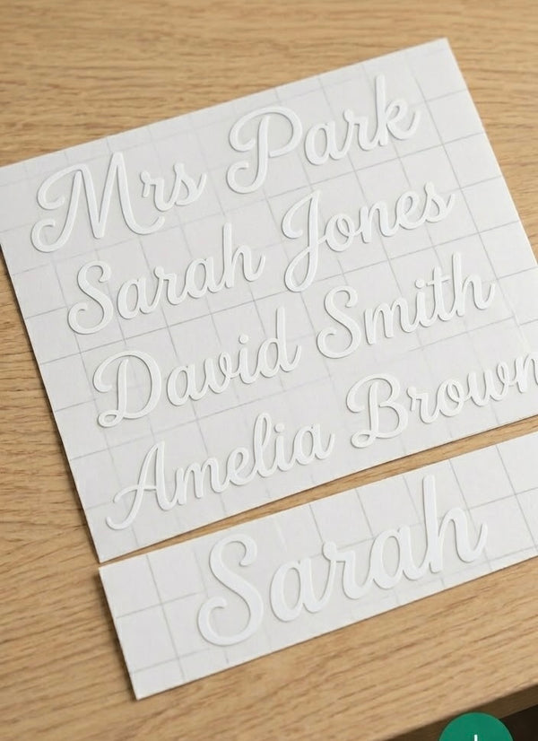 White Vinyl Name Label