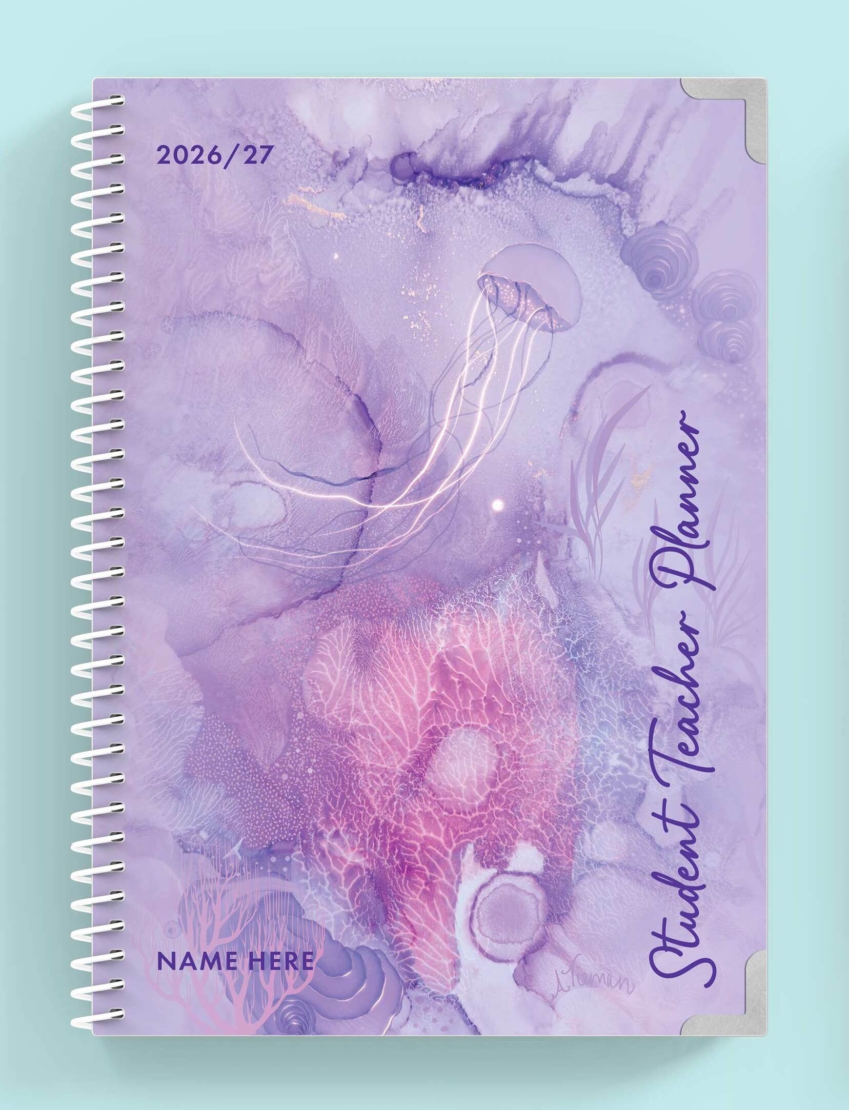 Coral Lullaby Spiral Student Teacher Planner
