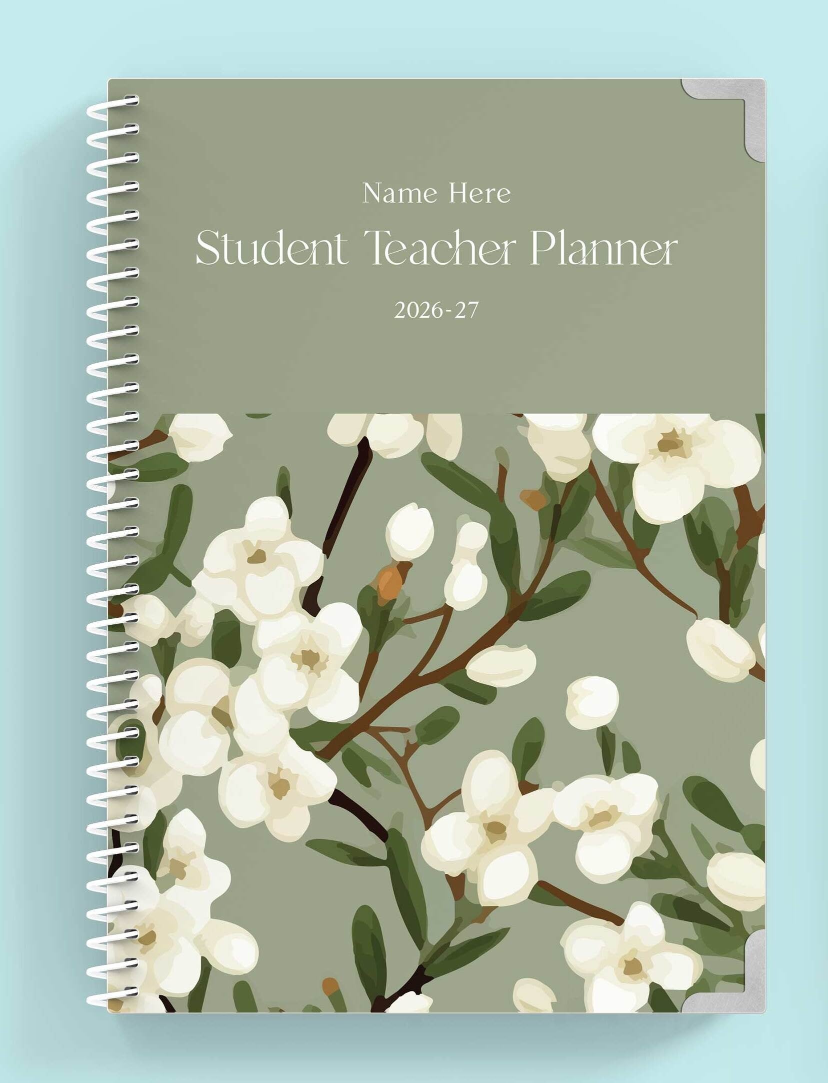 Emerald Blossom Spiral Student Teacher Planner