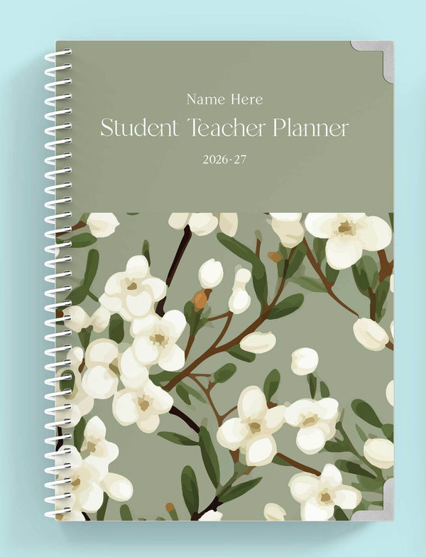 Emerald Blossom Spiral Student Teacher Planner