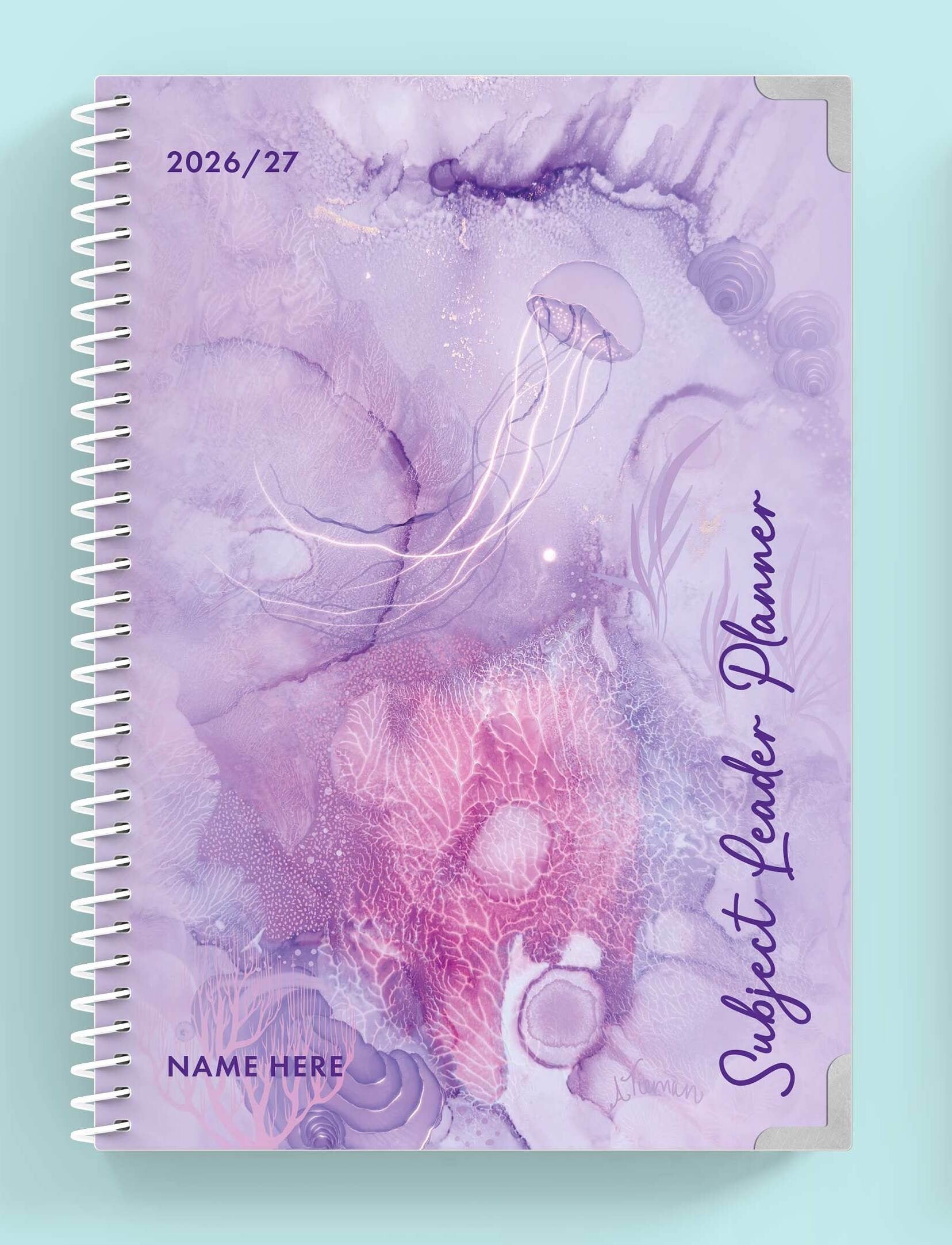 Coral Lullaby Spiral Subject Leader Planner
