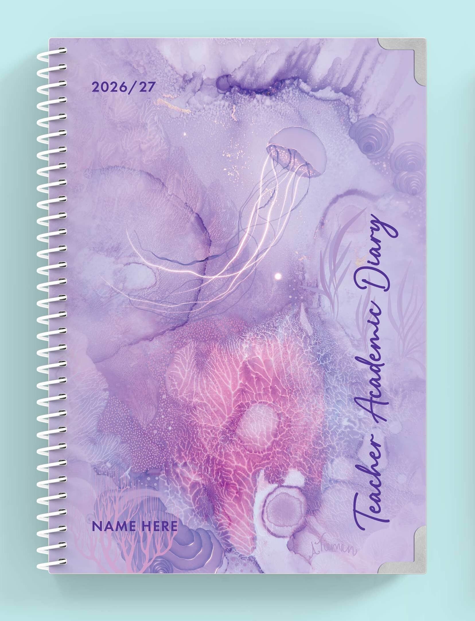 Coral Lullaby Spiral Teacher Academic Diary