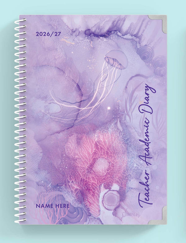 Coral Lullaby Spiral Teacher Academic Diary