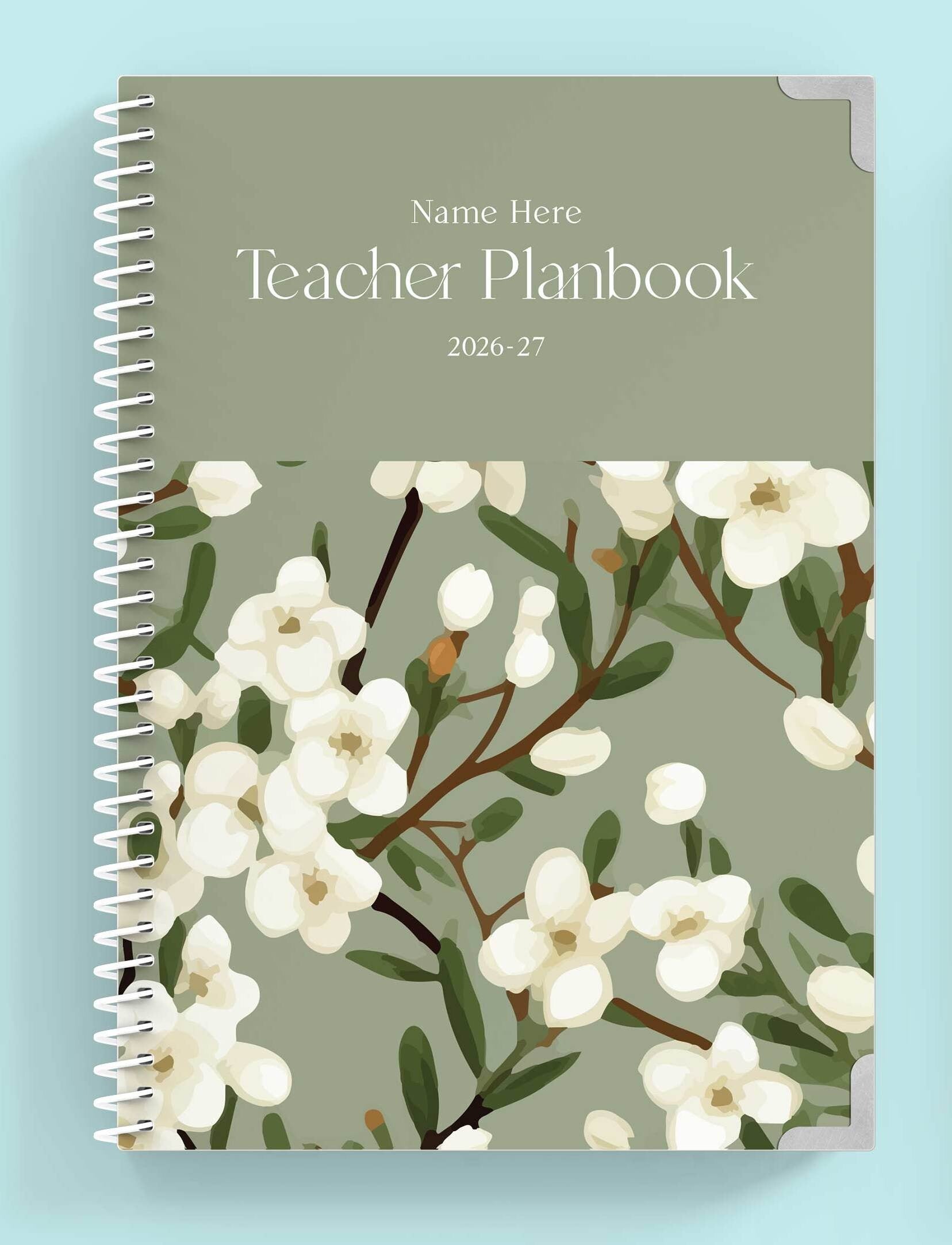 Emerald Blossom Spiral Teacher Planbook