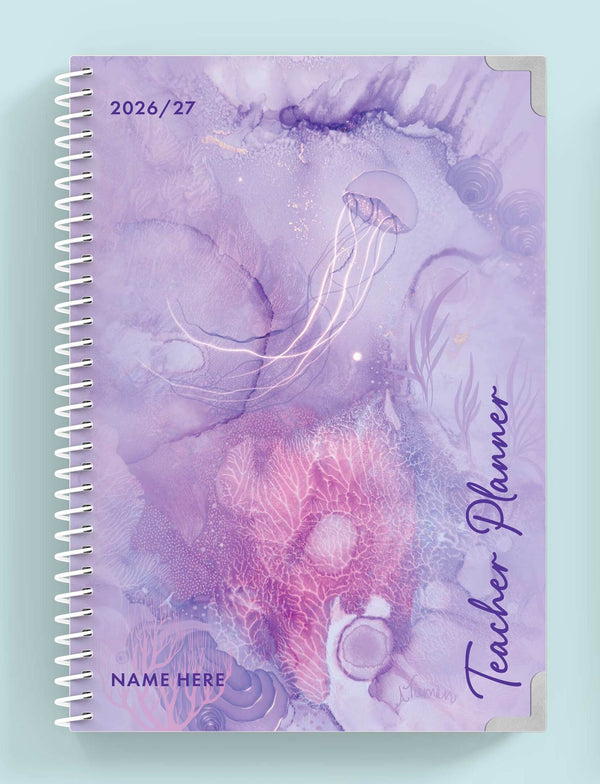 Coral Lullaby Spiral Teacher Planner