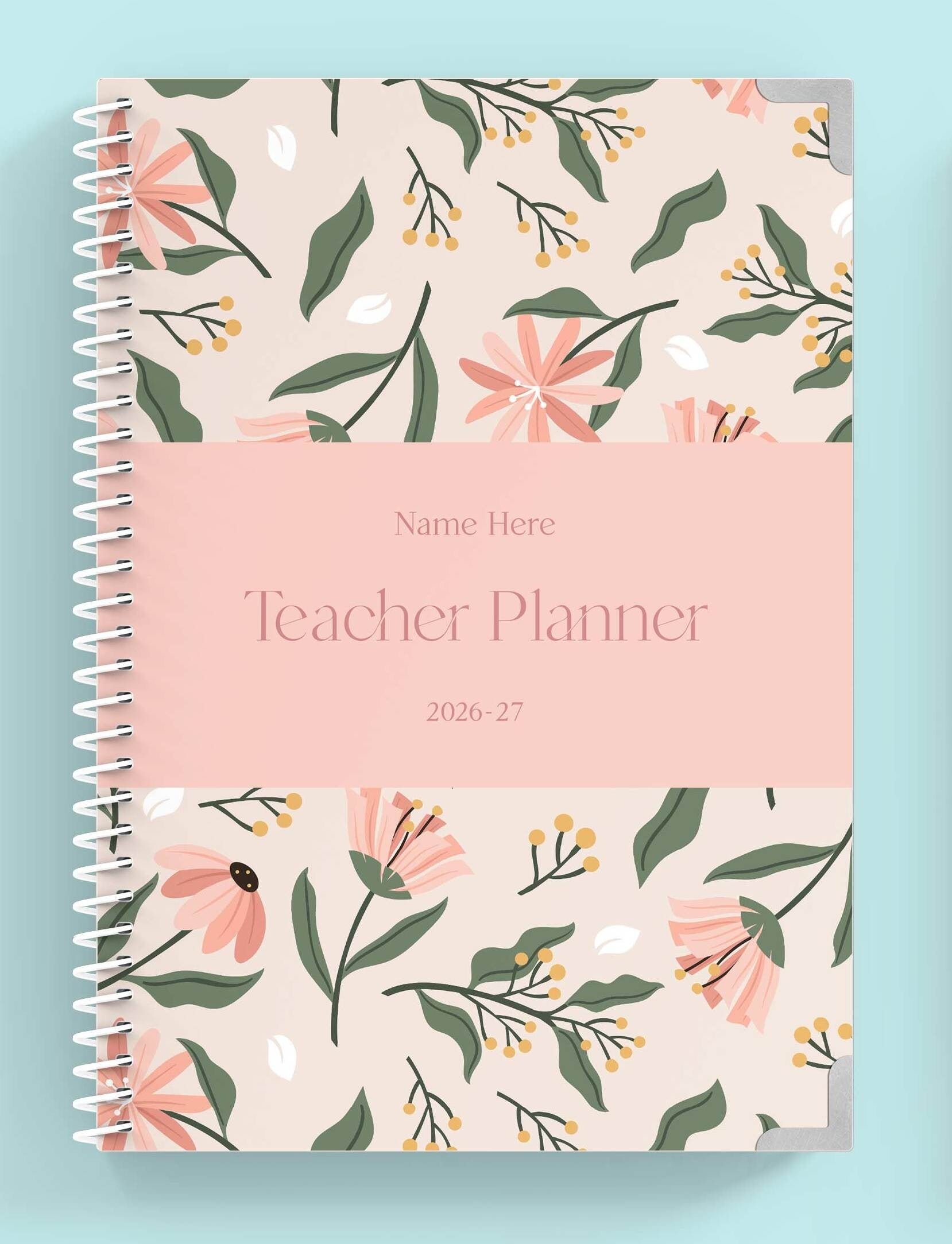 Posy Pink Spiral Teacher Planner