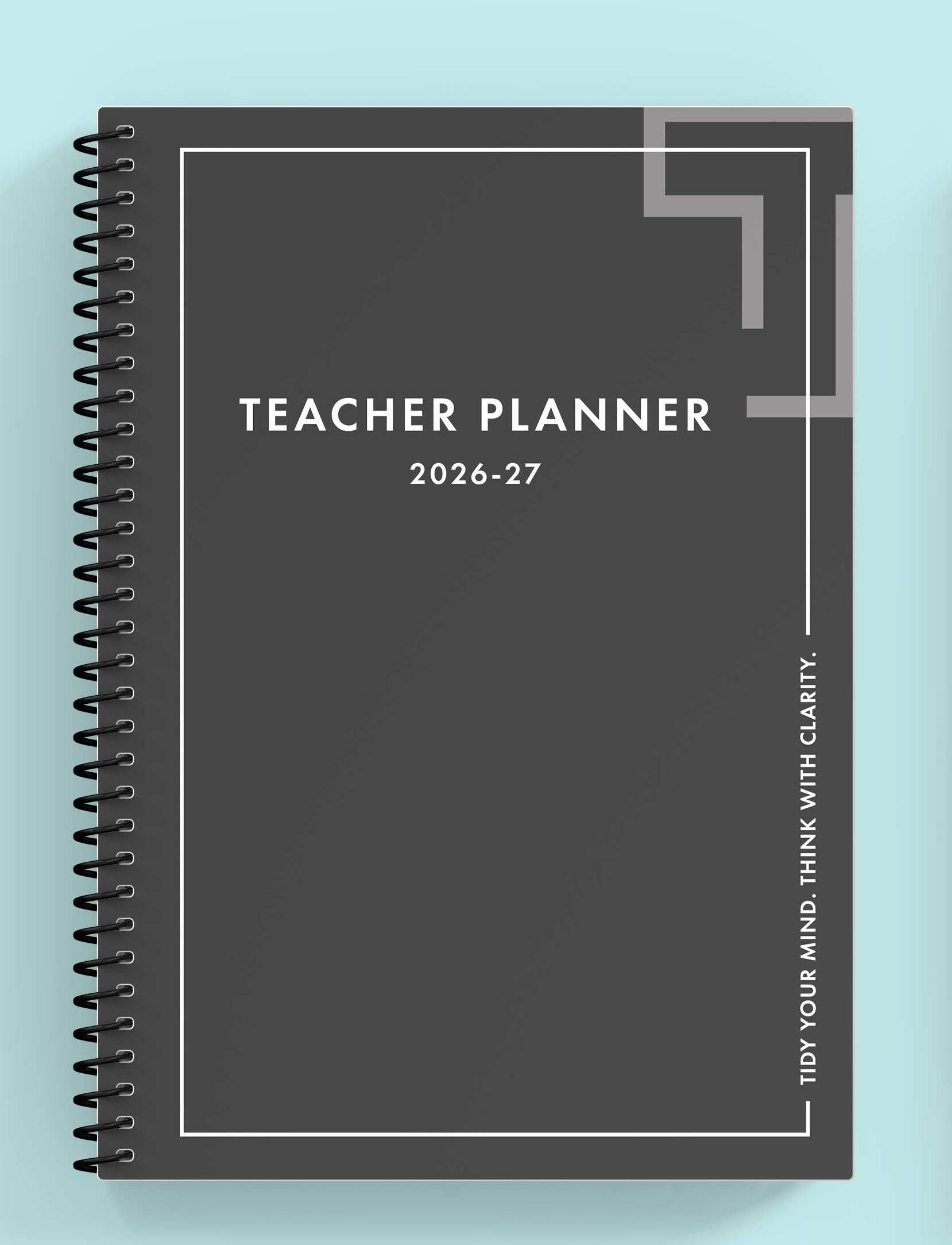 2026-27 Slightly Damaged 'Slate Grey' Spiral Teacher Planner - CLEARANCE