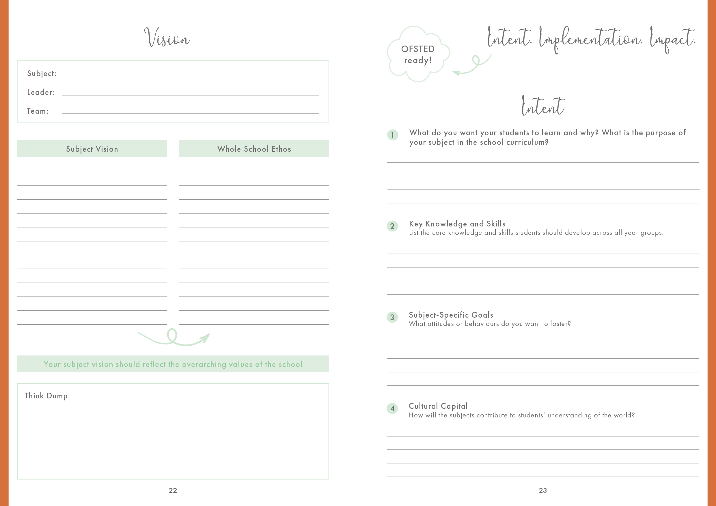 Emerald Blossom - Spiral Subject Leader Planner