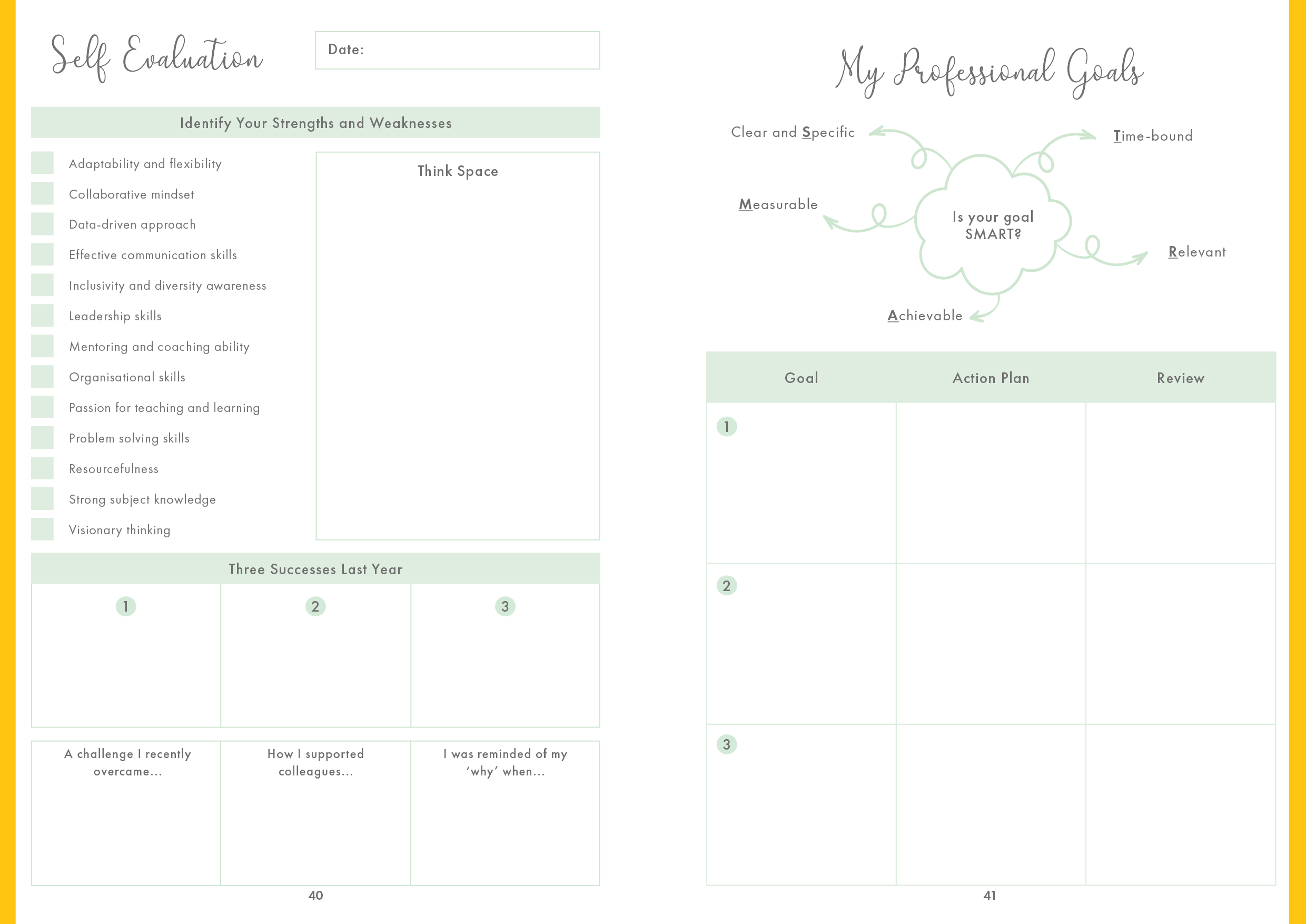 Emerald Blossom - Spiral Subject Leader Planner