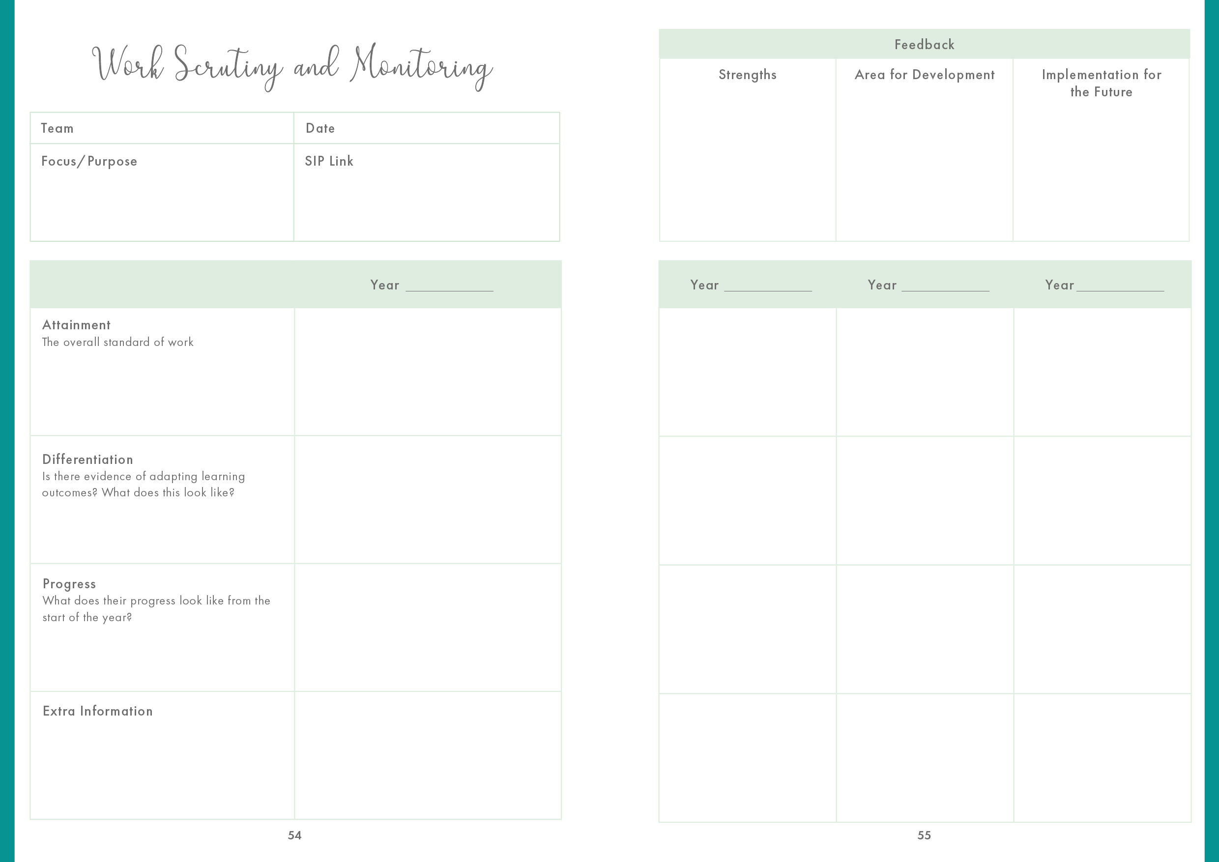 Emerald Blossom - Spiral Subject Leader Planner