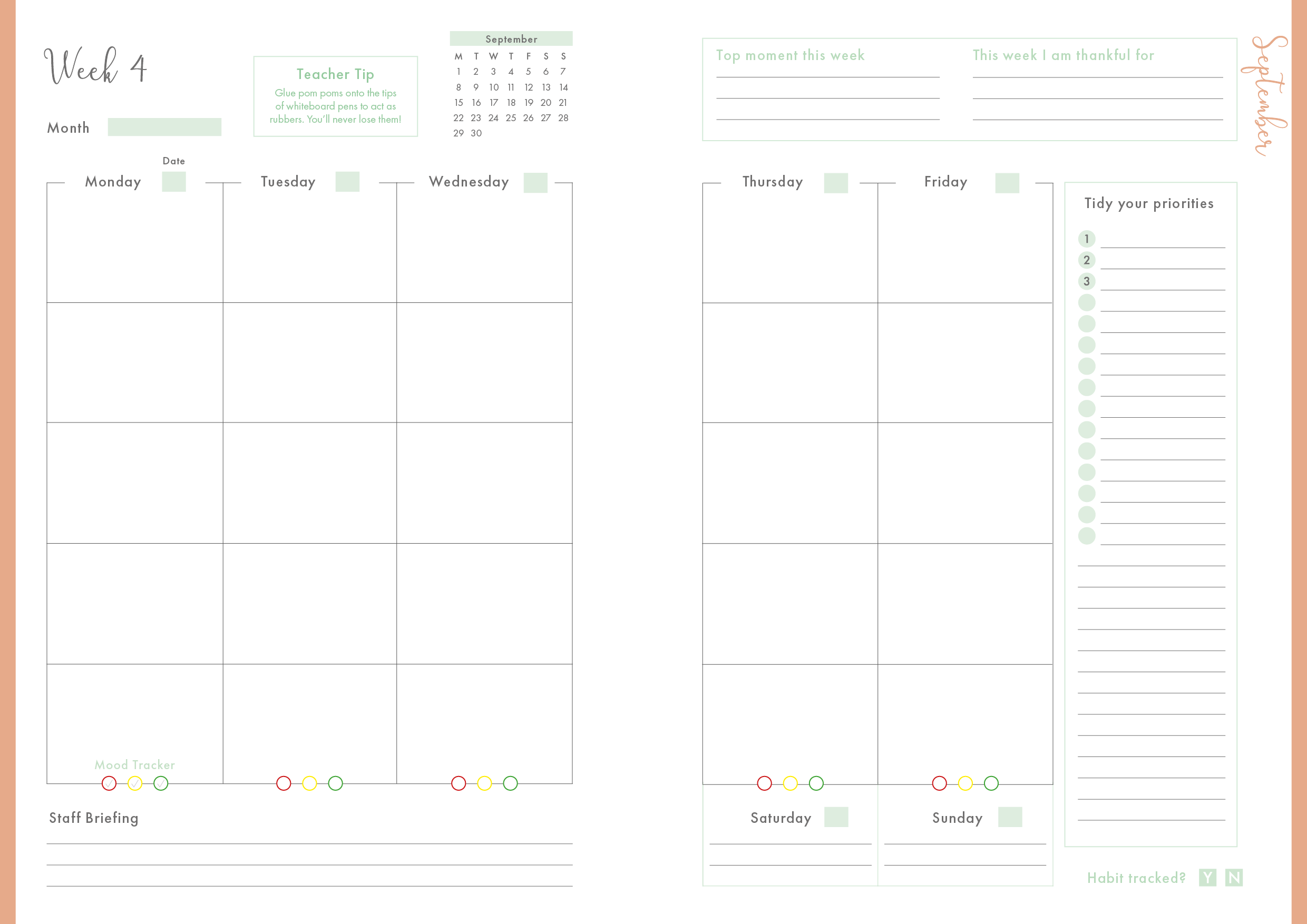 Emerald Blossom - Spiral Teacher Planner