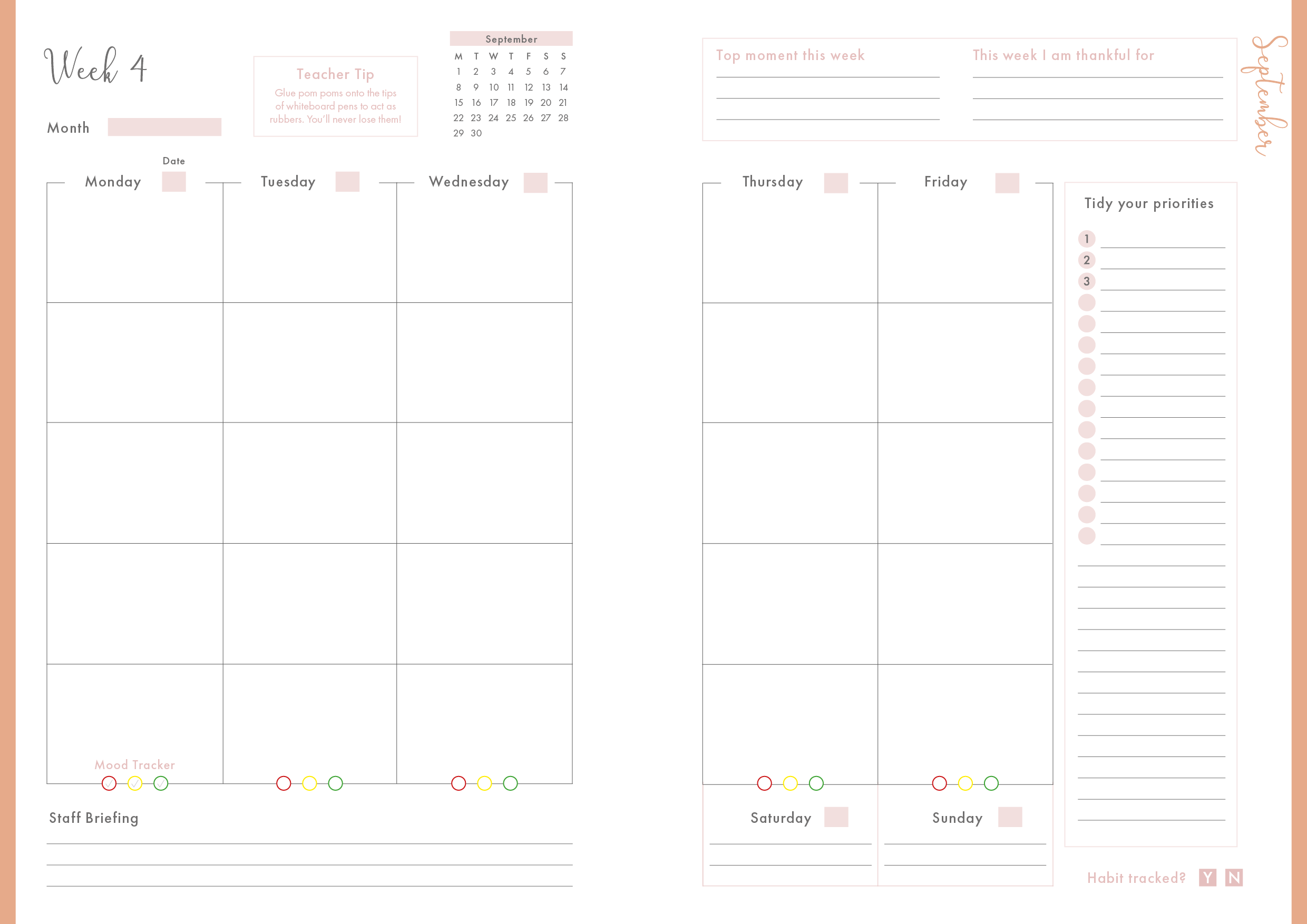 Posy Pink - Spiral Teacher Planner