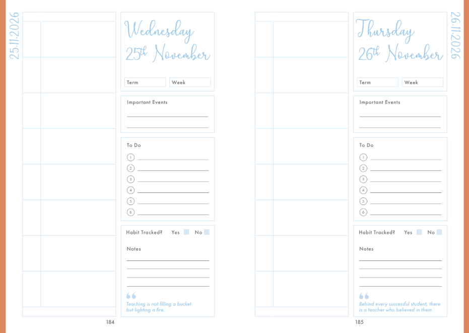 Fern Foundations Spiral Teacher Academic Diary