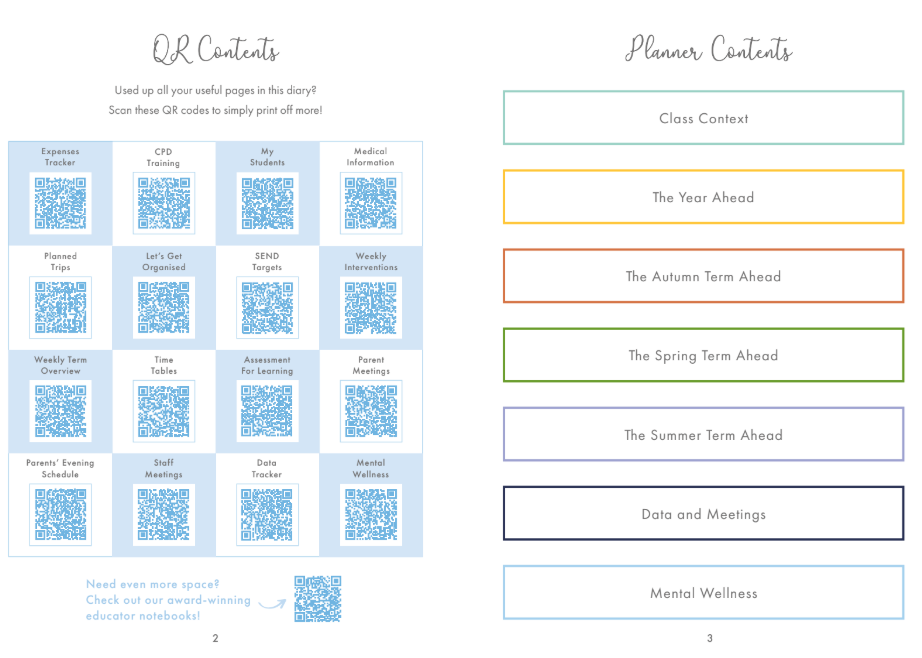 Fern Foundations Spiral Teacher Academic Diary