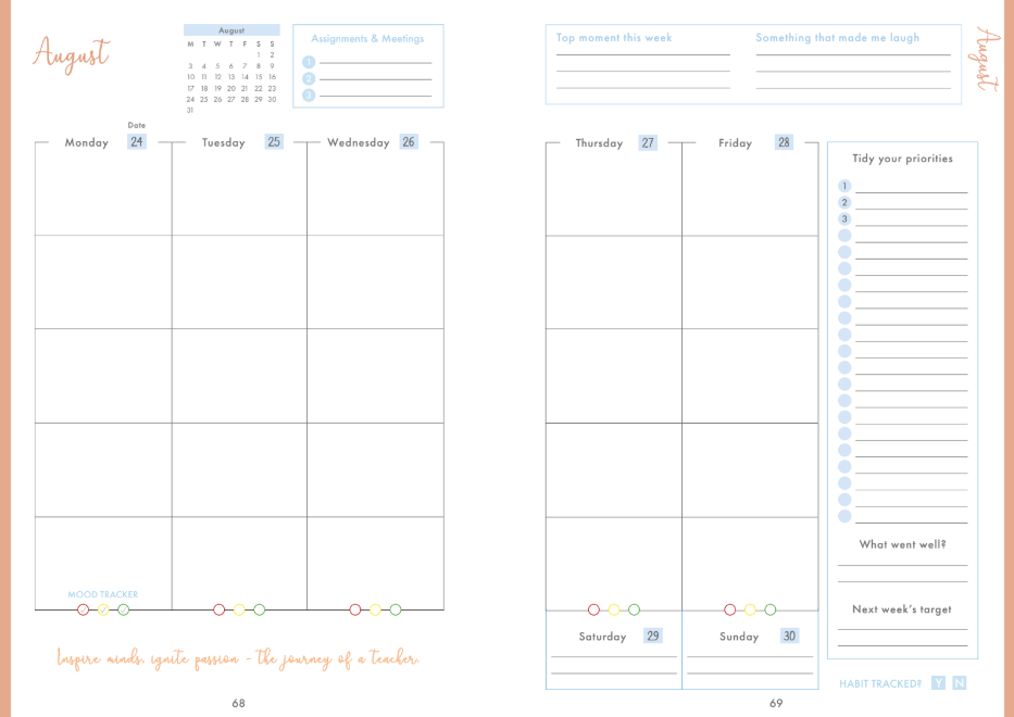 Citrus Grove Spiral Student Teacher Planner